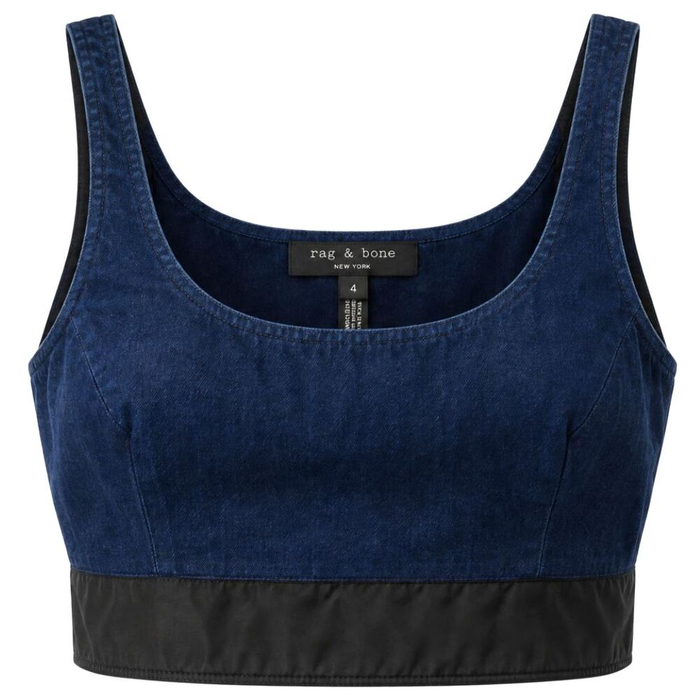 rag & bone Navy Blue Black Contrast Cropped Tank Top